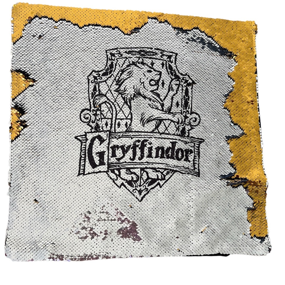 Gryffindor Sequin Reversible Pillow Cushion Gold & Black 15” zippered case. - Picture 1 of 5